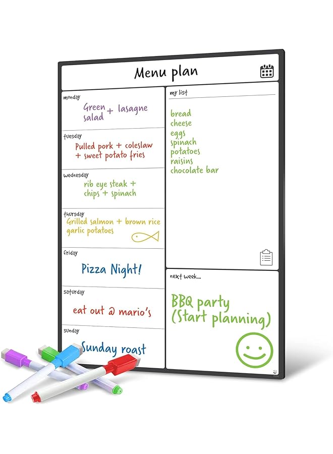 erorex Magnetic Whiteboard Fridge Calendar Meal Menu Planner And Shopping List White Board Memo Board And Family Planner Notice Board For Refrigerator Dry Erase Weekly  - Image 1