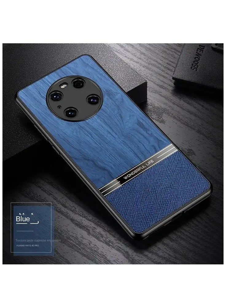 Elmo3ezz Shockproof Wood Grain Skin PU and TPU Shockproof Luxury Phone Case for Xiaomi Redmi Note 12 4G (Blue) - Image 4