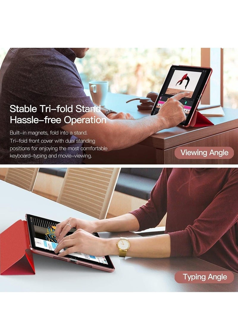 Raxoom iPad 10.2 Case - Compatible with 9th Generation (2021), 8th Generation (2020), 7th Generation (2019) - Slim Translucent Hard PC Protective Smart Cover with Stand - Red - Image 4