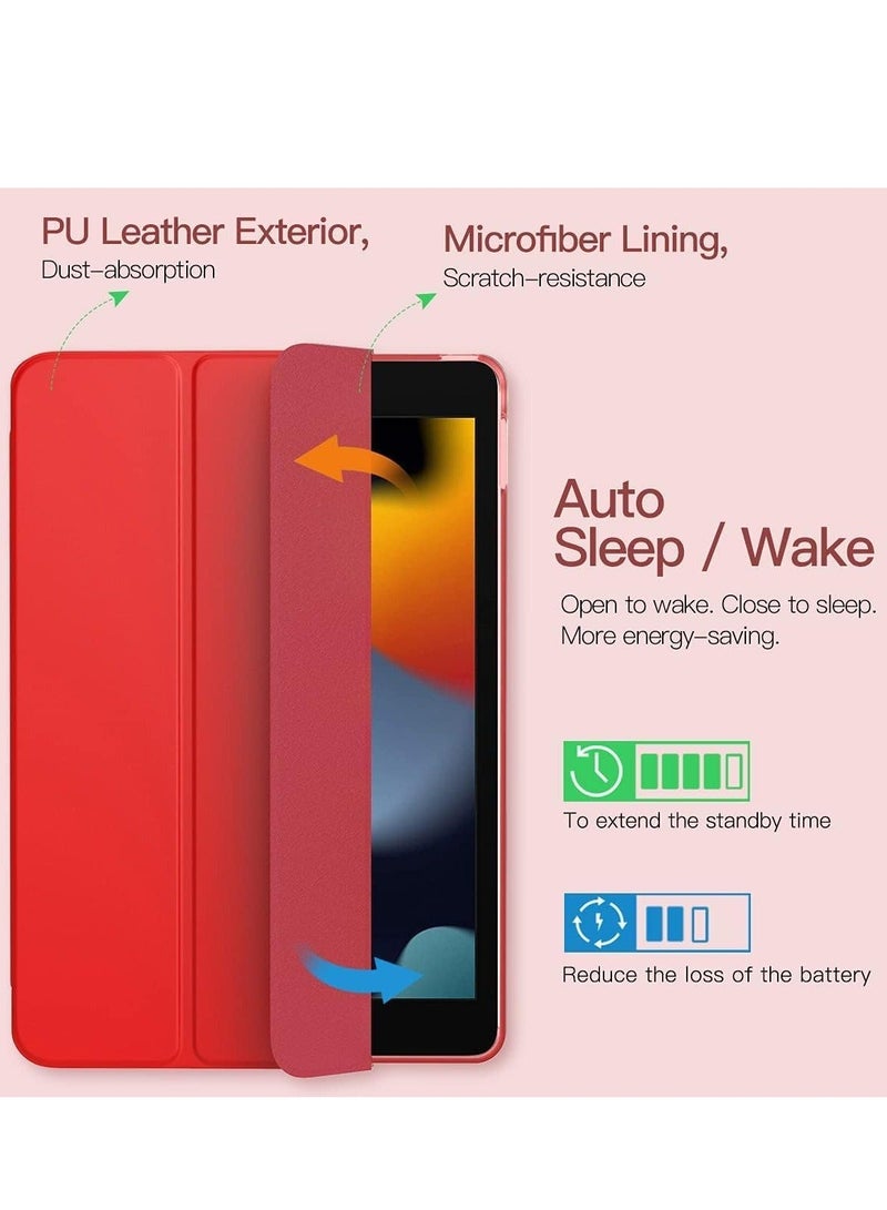 Raxoom iPad 10.2 Case - Compatible with 9th Generation (2021), 8th Generation (2020), 7th Generation (2019) - Slim Translucent Hard PC Protective Smart Cover with Stand - Red - Image 3