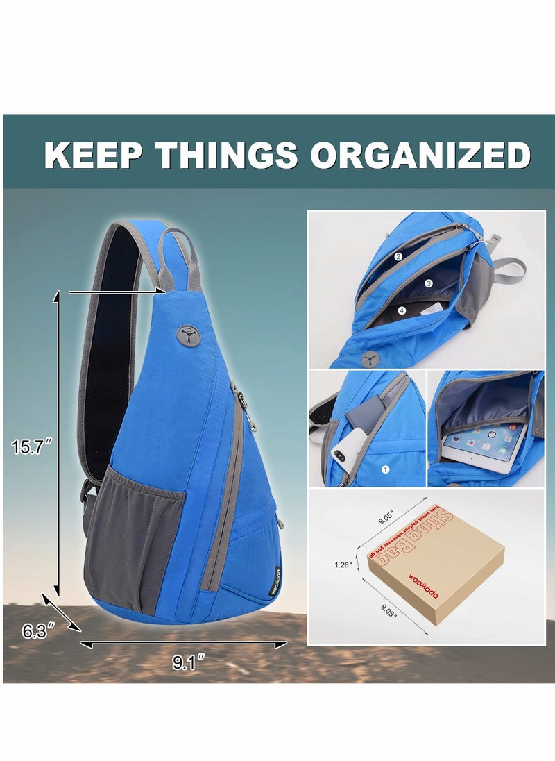Excefore - Sling Bag for Women Men Crossbody Backpack Hiking Daypack Multipurpose Cross Body Chest with Hidden Earphone Hole - Image 1