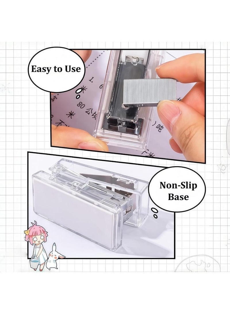 PAPERSAY Mini Desktop Stapler with 1000 Staples, One Finger Press Small Stapler, Transparent Portable Manual Stapler, 12 Sheet Capacity for Office School Home Use - Image 4