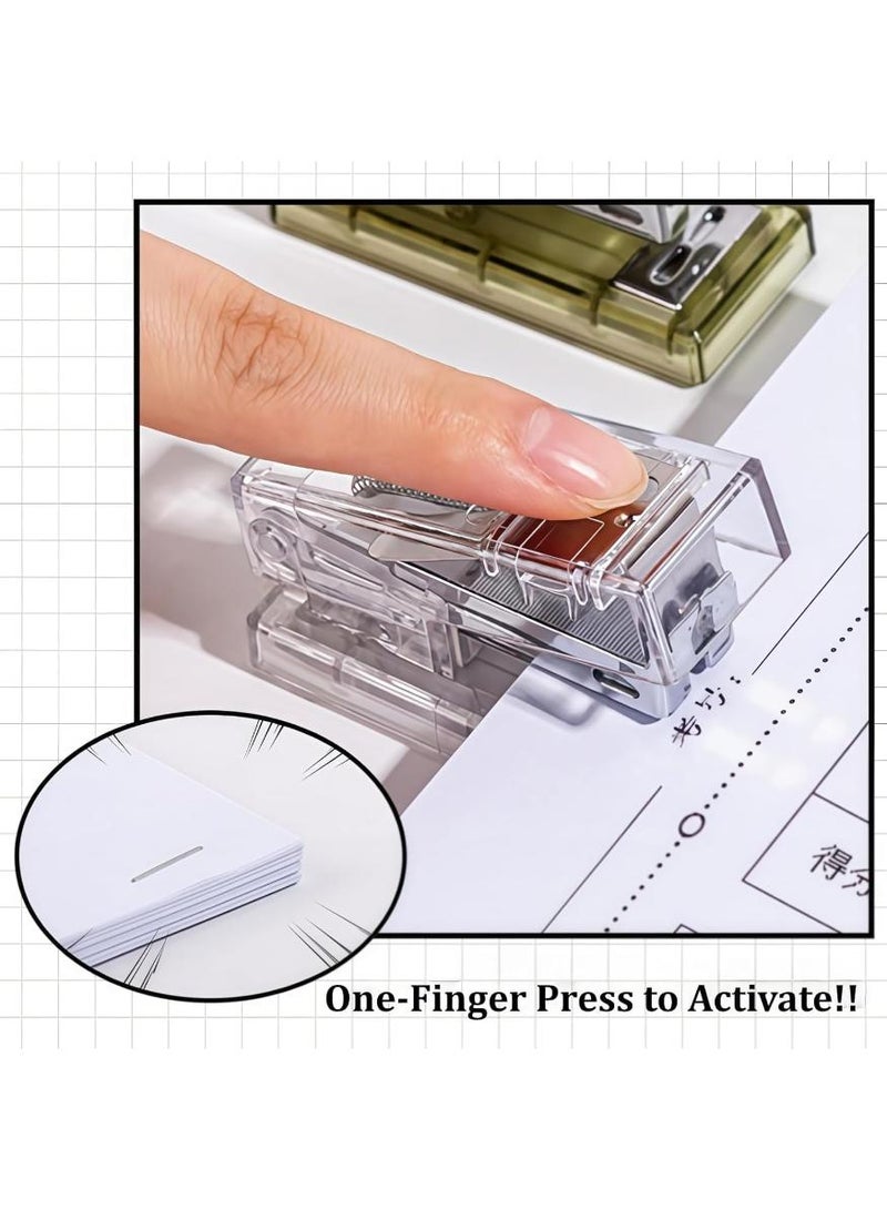 PAPERSAY Mini Desktop Stapler with 1000 Staples, One Finger Press Small Stapler, Transparent Portable Manual Stapler, 12 Sheet Capacity for Office School Home Use - Image 3