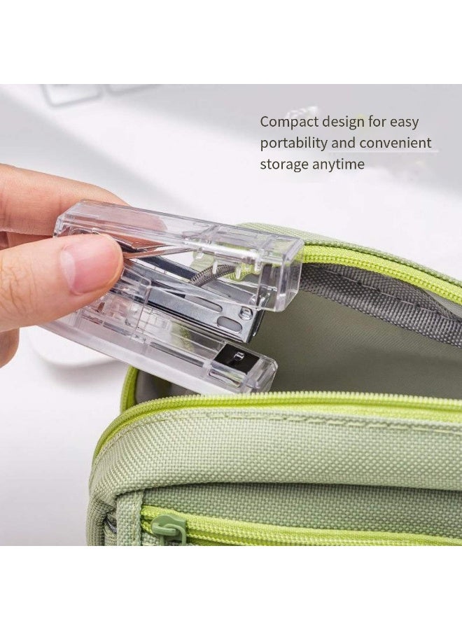PAPERSAY Mini Desktop Stapler with 1000 Staples, One Finger Press Small Stapler, Transparent Portable Manual Stapler, 12 Sheet Capacity for Office School Home Use - Image 2