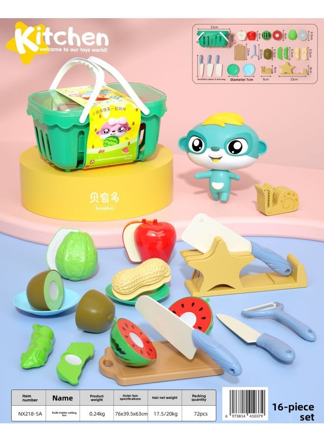 بيت لعب حي للأطفال، مطبخ محاكاة للبنات، أدوات مطبخ، أدوات مائدة، فواكه، بدلة لعب للبنات