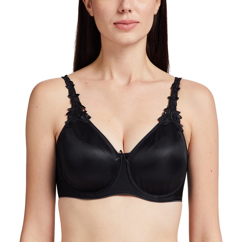 Triumph Minimizer Women Bra Wired Non Padded High Support Big Cup| Visual Bust Reduction Comfort Bra Floral Lace Full Coverage Shapewear Wide Straps & U-Back Support Black 34D Pack of 1 - Image 4