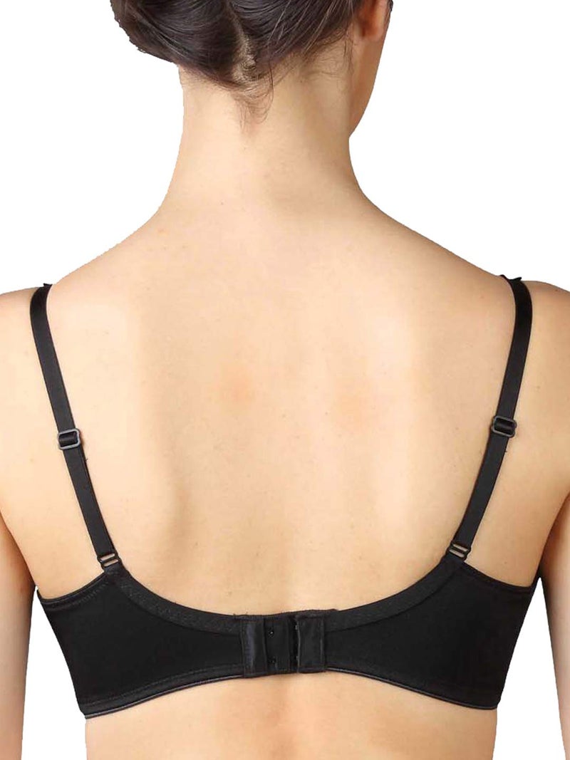 Triumph Minimizer Women Bra Wired Non Padded High Support Big Cup| Visual Bust Reduction Comfort Bra Floral Lace Full Coverage Shapewear Wide Straps & U-Back Support Black 34D Pack of 1 - Image 3