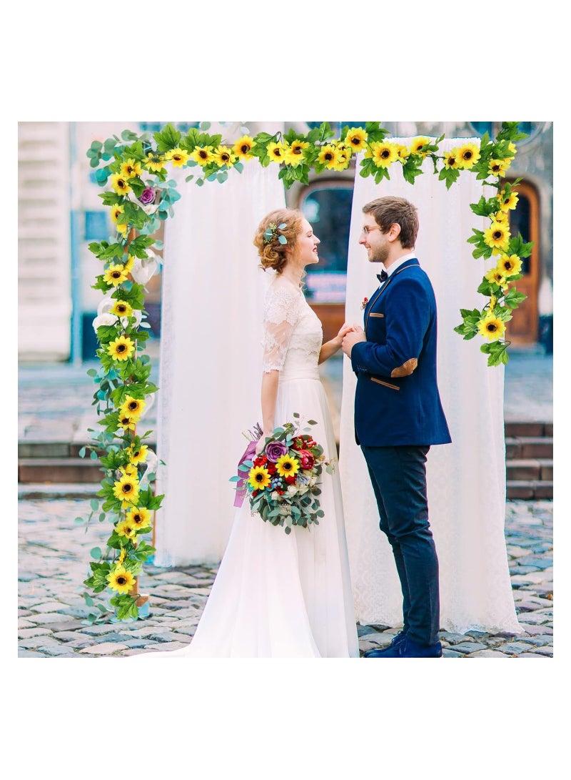 Zikra Artificial Sunflower Garlands, 8Pcs 62FT Silk Yellow Sunflower Vines with Green Leaves Sunflower Garland, for Room Decor Party, Hanging Sunflower Garlands Floral for Wedding Party Home D√©cor - Image 2