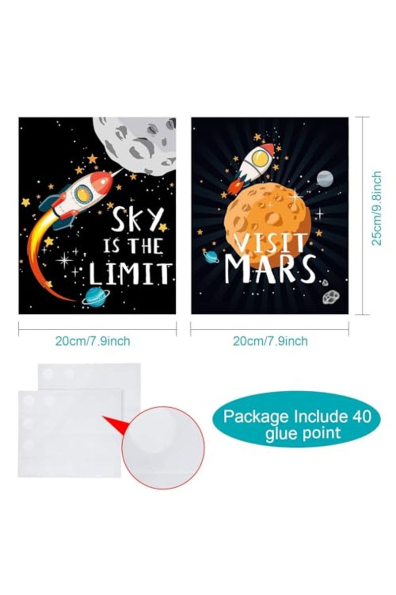 Blulu 9 Pieces Outer Space Decor for Kids Room Boy Bedroom Space Posters 8 x 10 Inch Cute Inspirational Art Decoration for Boys and Girls Playroom Space Nursery Decor - Image 3