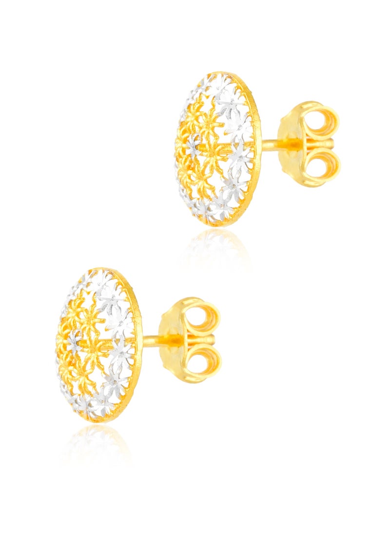 BAFLEH JEWELLERY - Brilliant 22kt Gold Round Earrings: Shine with Every Step - Image 1