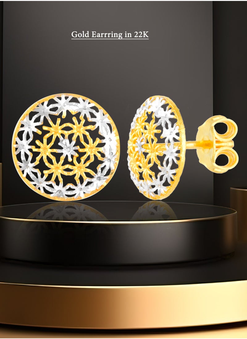 BAFLEH JEWELLERY - Brilliant 22kt Gold Round Earrings: Shine with Every Step - Image 1