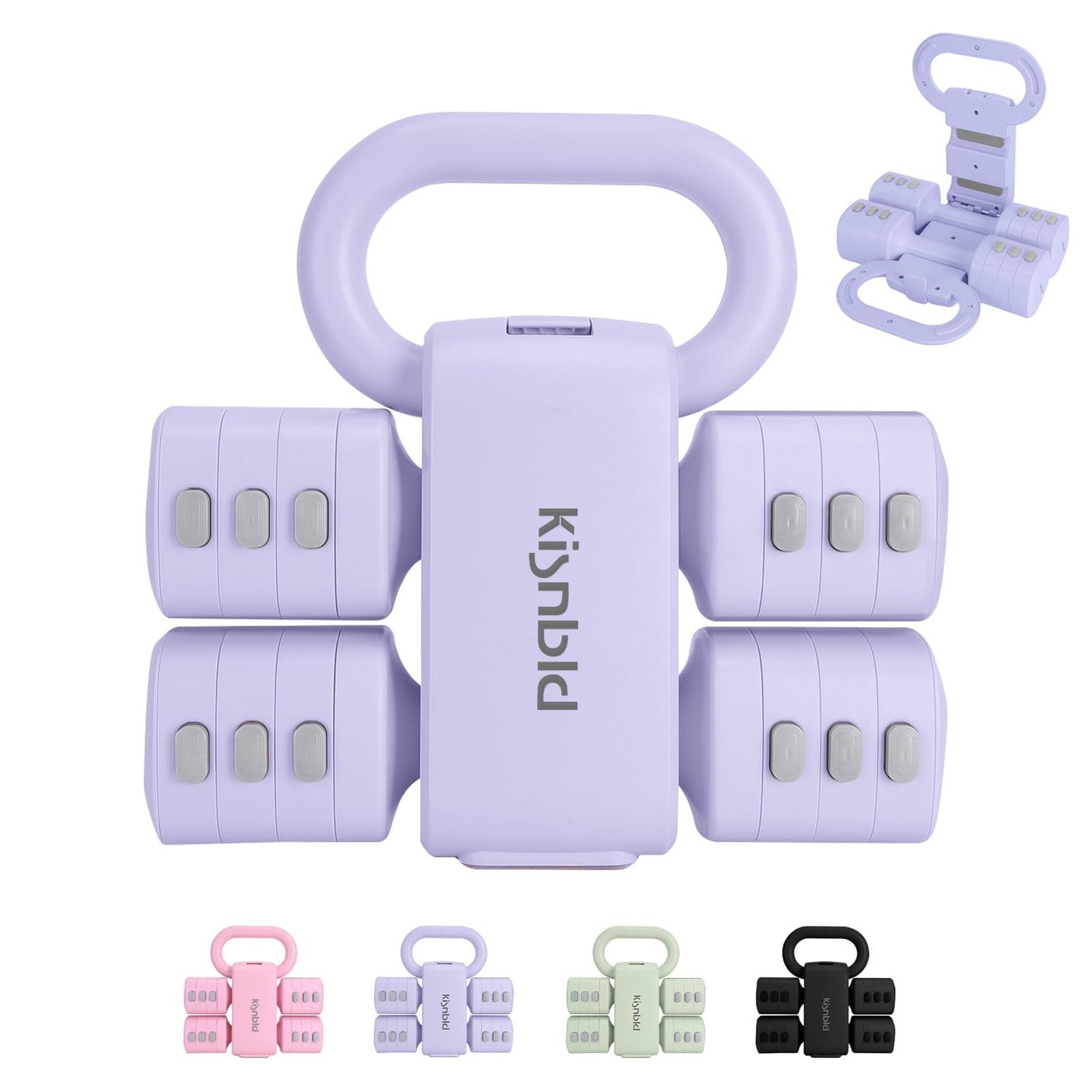 kisnbld Adjustable Dumbbell Set of 2, 2 in 1 Free Weights Dumbbells & Kettlebell Set for Women with Fast Adjustment, Each 2lb 3lb 4lb 5lb Hand Weights Set for Home Gym & Outdoor Exercise Training