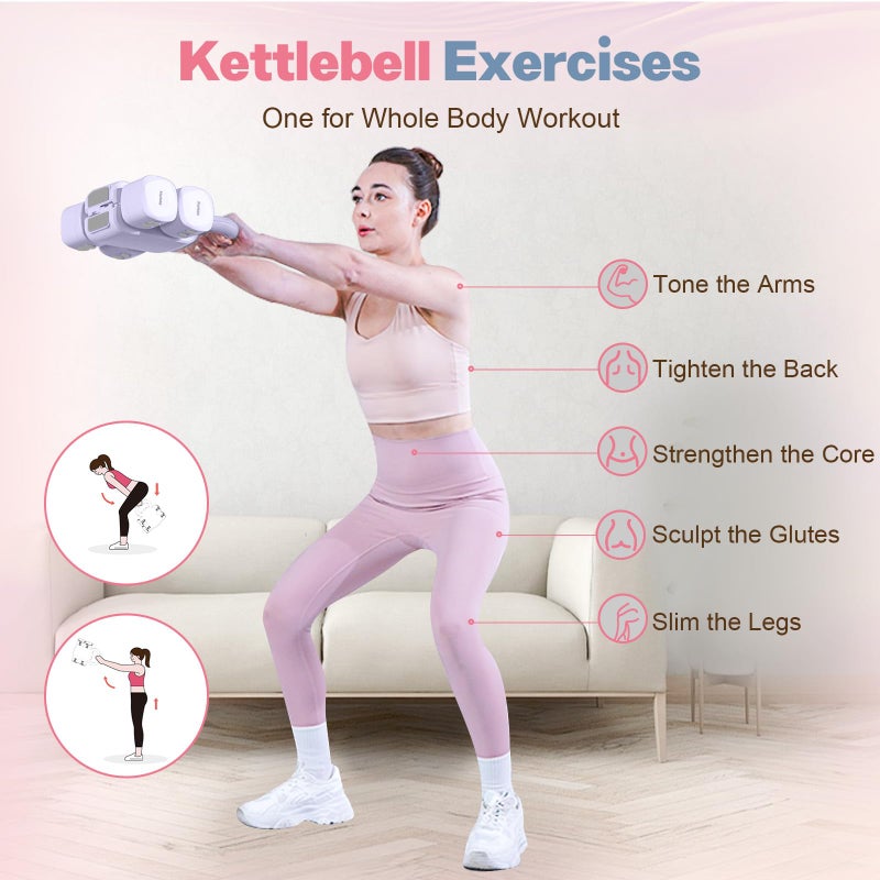 kisnbld Adjustable Dumbbell Set of 2, 2 in 1 Free Weights Dumbbells & Kettlebell Set for Women with Fast Adjustment, Each 2lb 3lb 4lb 5lb Hand Weights Set for Home Gym & Outdoor Exercise Training - Image 5