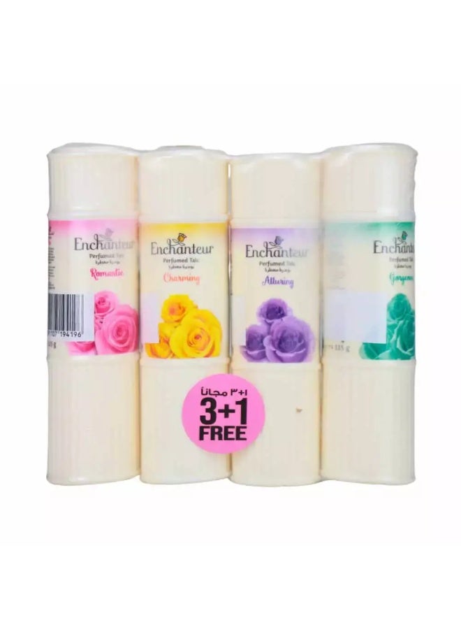 Enchanteur Perfumed Body Talc Powder- Pack of 3 + 1 - Image 1