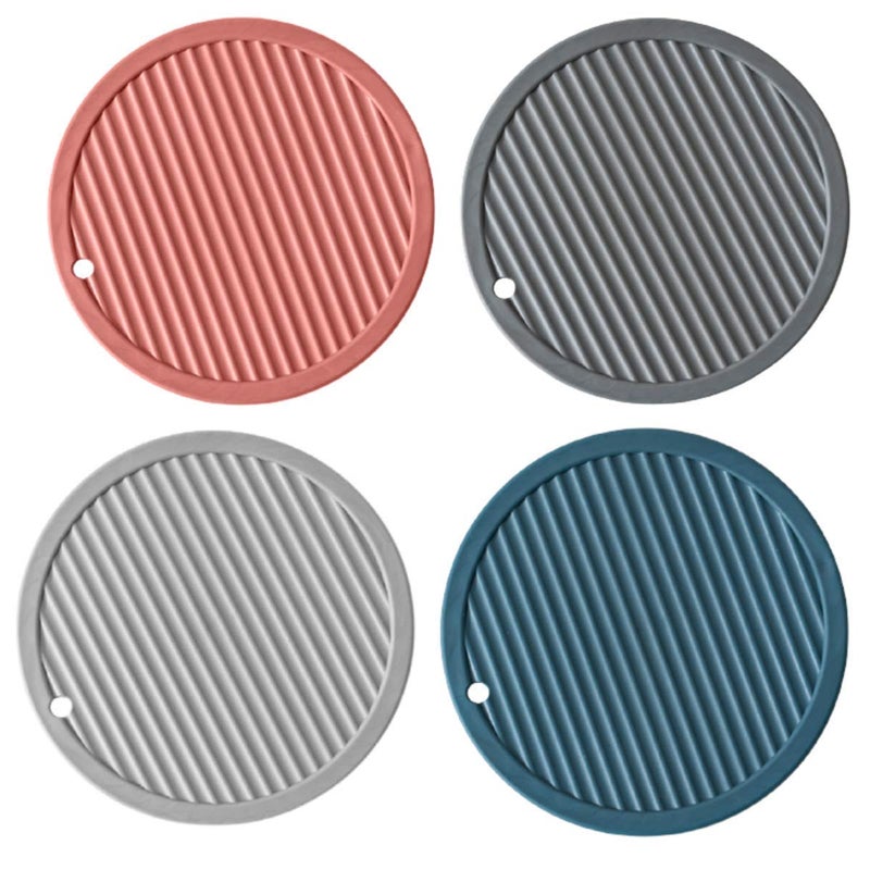 KITOOL 4 PCs of Round Silicone Heat Insulation pad, Thickened Dining Table mat, Coaster, Casserole mat, Non-Slip mat, Anti-Scald mat, high Temperature Resistance 6 in (Pack - 4 Mix) - Image 1