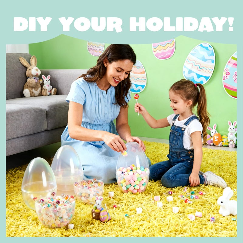 JOYIN 10" Transparent Jumbo Easter Eggs, 2 PCS Clear Fillable Plastic Giant Eggs Empty for Easter Egg Hunt, Candy Treats, Basket Stuffers, Party Supplies, Holiday Decoration - Image 4