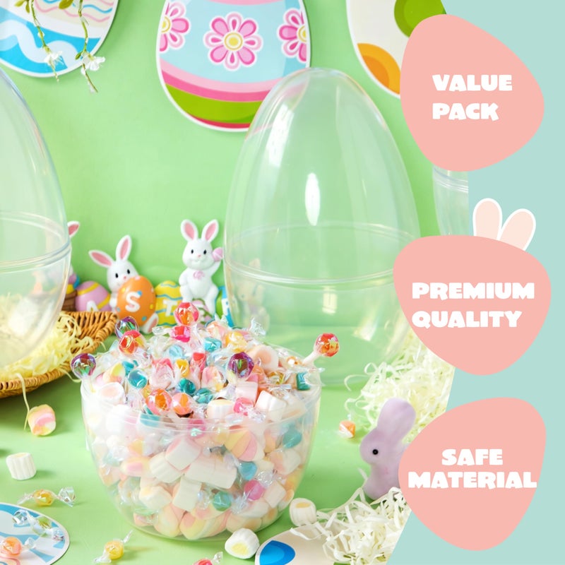 JOYIN 10" Transparent Jumbo Easter Eggs, 2 PCS Clear Fillable Plastic Giant Eggs Empty for Easter Egg Hunt, Candy Treats, Basket Stuffers, Party Supplies, Holiday Decoration - Image 3