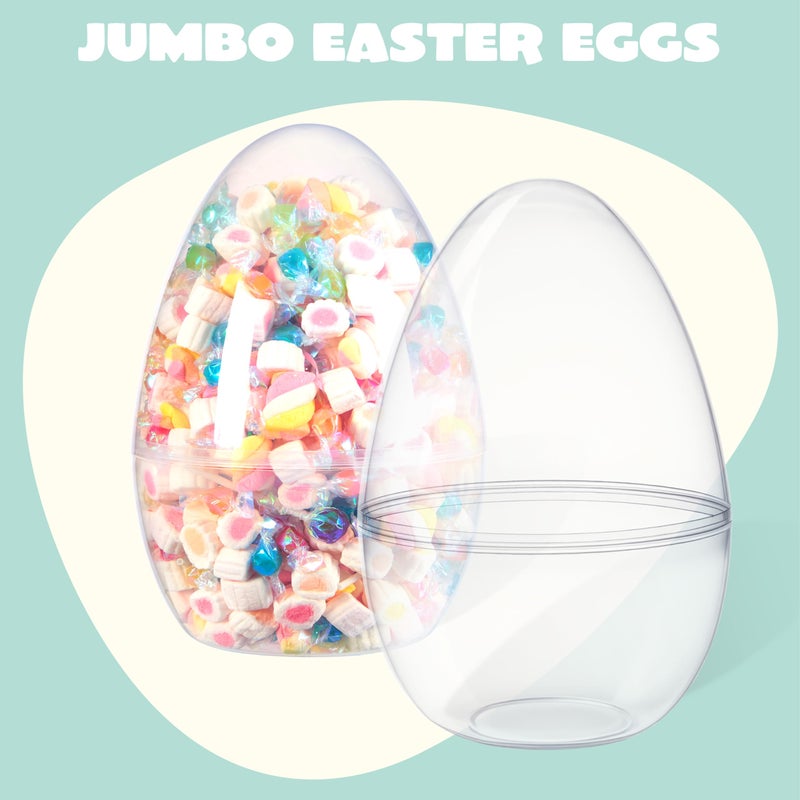 JOYIN 10" Transparent Jumbo Easter Eggs, 2 PCS Clear Fillable Plastic Giant Eggs Empty for Easter Egg Hunt, Candy Treats, Basket Stuffers, Party Supplies, Holiday Decoration - Image 2