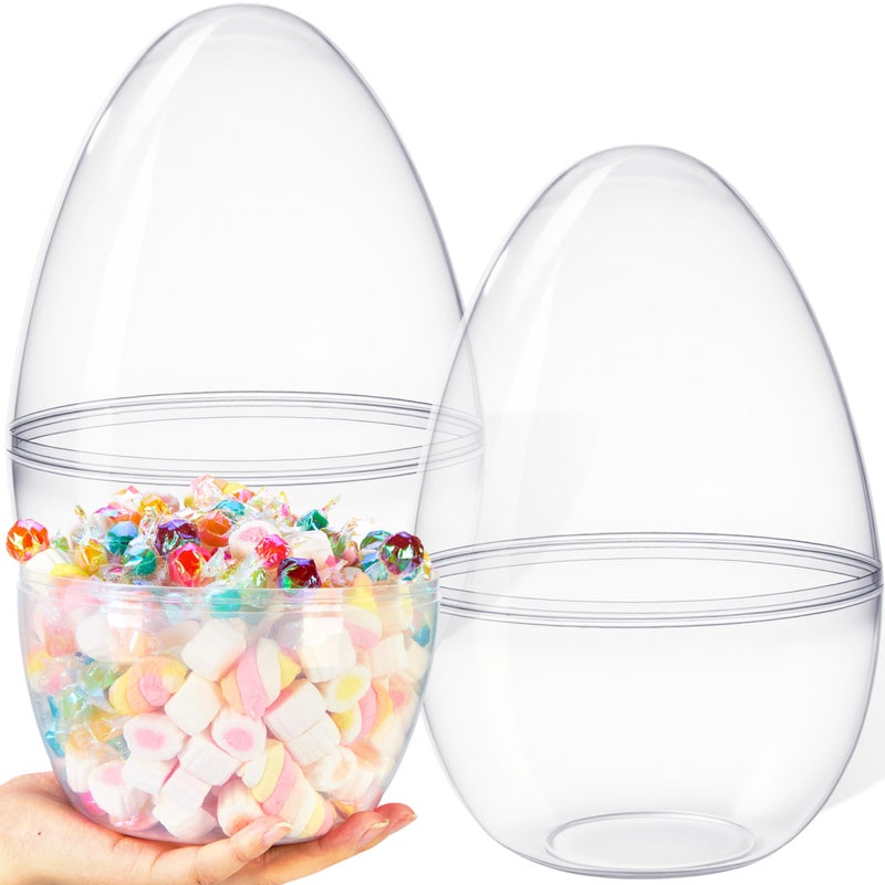 JOYIN 10" Transparent Jumbo Easter Eggs, 2 PCS Clear Fillable Plastic Giant Eggs Empty for Easter Egg Hunt, Candy Treats, Basket Stuffers, Party Supplies, Holiday Decoration - Image 1