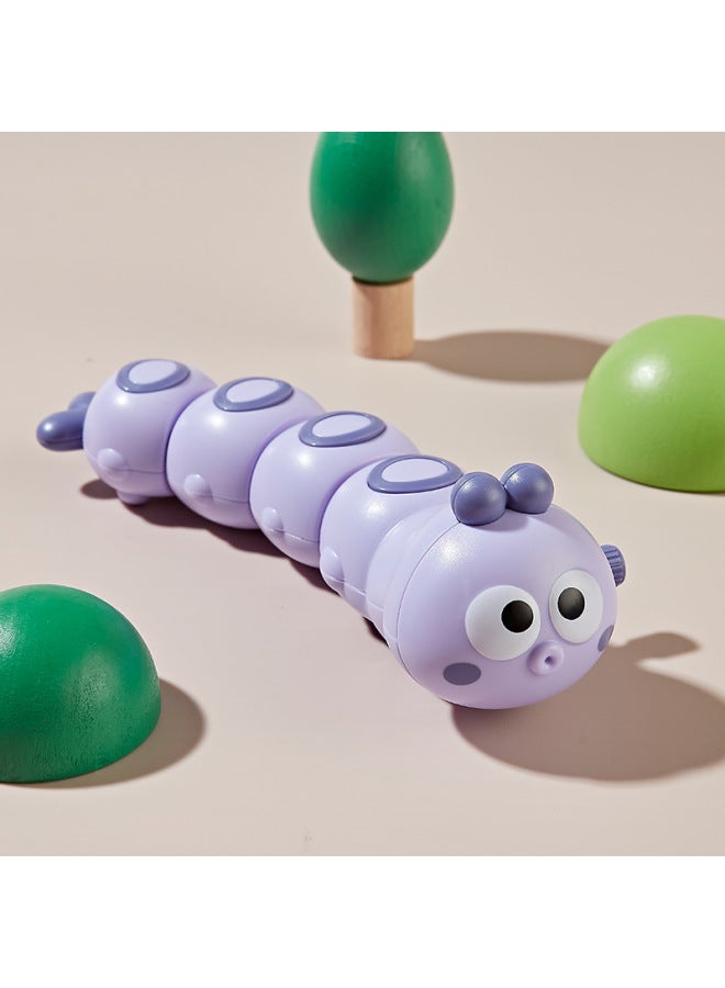 Children's Wind-up Chain Caterpillar Swing Crawling Can Move Can Run Animal Baby Toys Wholesale-Color:Coil Caterpillar-Purple (Bag)  - Image 1