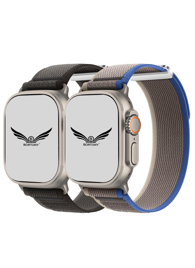 BORTONY - Apple Watch Band Alpine Loop Band 38mm 40mm 41mm Pack of 2 for Men Women Nylon Woven Sport Strap Compatible with iWatch Series 8 Ultra 7 SE 6 5 4 3 2 1 - Image 1