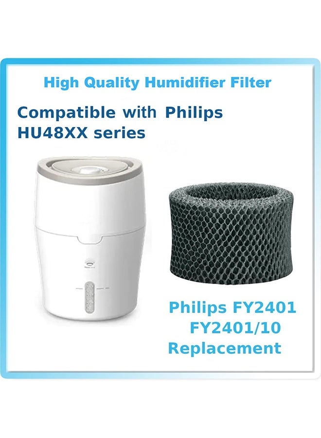 بكومور فلتر مرطب هواء بديل FY2401/30 مكون من قطعتين - متوافق مع أجهزة Philips HU4801 وHU4802 وHU4803 وHU4811 وHU4813 - فلتر فتيل بتقنية NanoCloud، عمر افتراضي يصل إلى 6 أشهر، قطع غيار مرطب هواء، فلاتر رمادية داكنة - Image 2