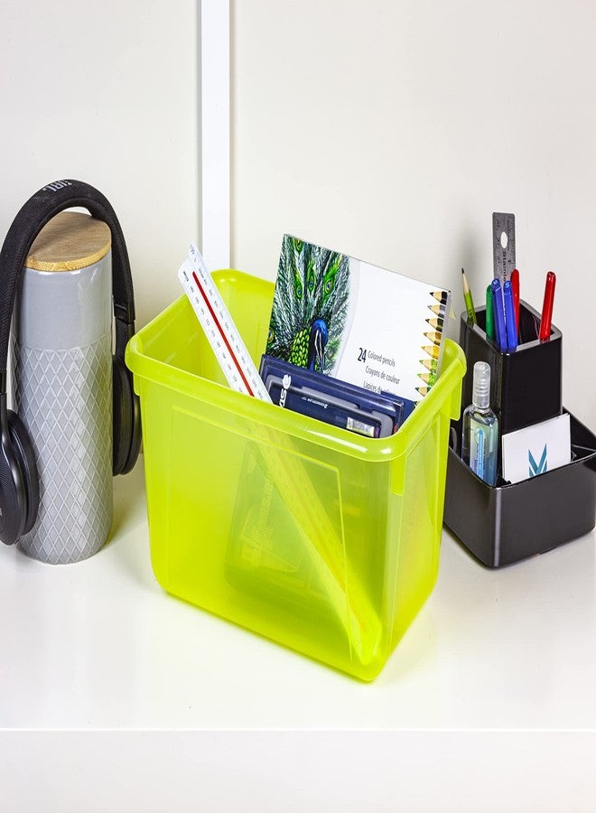 Storex Small Cubby Bins - Plastic Storage Containers for Classroom with Non-Snap Lid, 12.2 x 7.8 x 5.1 inches, Tint Yellow, 5-Pack (62482U05C) - Image 3