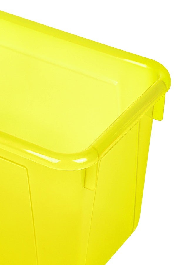 Storex Small Cubby Bins - Plastic Storage Containers for Classroom with Non-Snap Lid, 12.2 x 7.8 x 5.1 inches, Tint Yellow, 5-Pack (62482U05C) - Image 4
