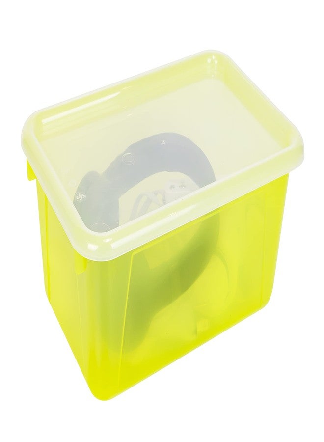 Storex Small Cubby Bins - Plastic Storage Containers for Classroom with Non-Snap Lid, 12.2 x 7.8 x 5.1 inches, Tint Yellow, 5-Pack (62482U05C) - Image 5