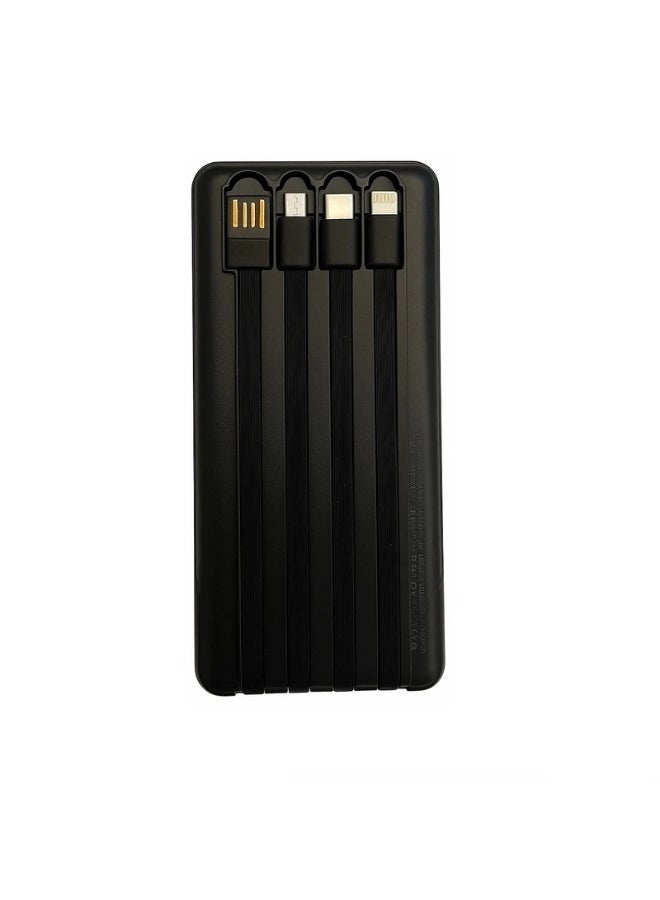 CALUS P107 MAX 10500mAh Portable Power Bank with 4 Built-in Fast Charging Cables (Lightning, Type-C, Micro-USB, USB) – 12W Ultra-Slim External Battery Pack for iPhone, Samsung, and Android - Image 4