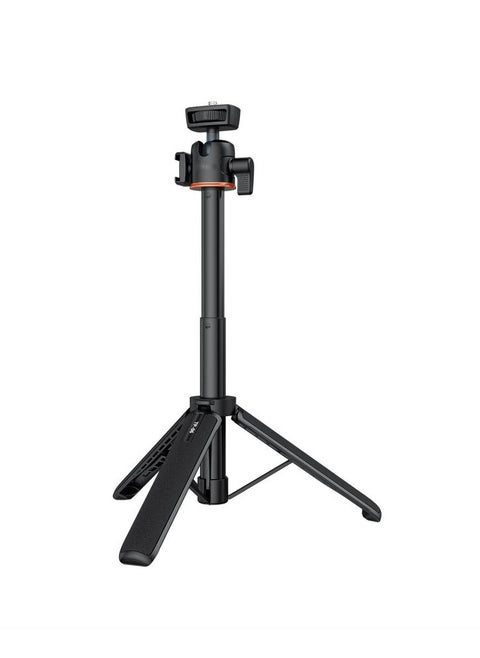 21.6" Extendable TP-06 Portable Selfie Stick Tripod Stand Aluminum Alloy with 1/4 Inch Screw Cold Shoe Mount 360° Rotatable Ballhead 55cm/21.6in Max. Height 1.5kg Load Capacity for Vlog Live Streaming Selfie Video Recording
