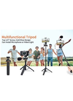 Generic 21.6" Extendable TP-06 Portable Selfie Stick Tripod Stand Aluminum Alloy with 1/4 Inch Screw Cold Shoe Mount 360° Rotatable Ballhead 55cm/21.6in Max. Height 1.5kg Load Capacity for Vlog Live Streaming Selfie Video Recording  - Image 3