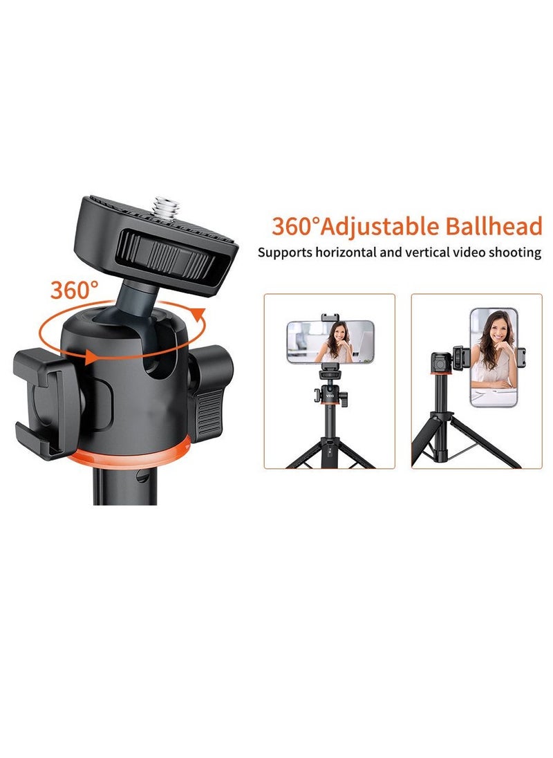 Generic - 21.6" Extendable TP-06 Portable Selfie Stick Tripod Stand Aluminum Alloy with 1/4 Inch Screw Cold Shoe Mount 360° Rotatable Ballhead 55cm/21.6in Max. Height 1.5kg Load Capacity for Vlog Live Streaming Selfie Video Recording - Image 1