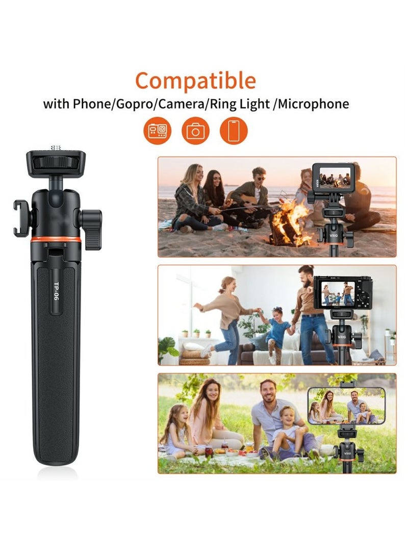 Generic - 21.6" Extendable TP-06 Portable Selfie Stick Tripod Stand Aluminum Alloy with 1/4 Inch Screw Cold Shoe Mount 360° Rotatable Ballhead 55cm/21.6in Max. Height 1.5kg Load Capacity for Vlog Live Streaming Selfie Video Recording - Image 1
