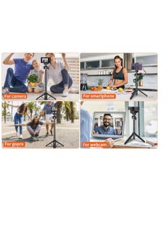 Generic 21.6" Extendable TP-06 Portable Selfie Stick Tripod Stand Aluminum Alloy with 1/4 Inch Screw Cold Shoe Mount 360° Rotatable Ballhead 55cm/21.6in Max. Height 1.5kg Load Capacity for Vlog Live Streaming Selfie Video Recording  - Image 2