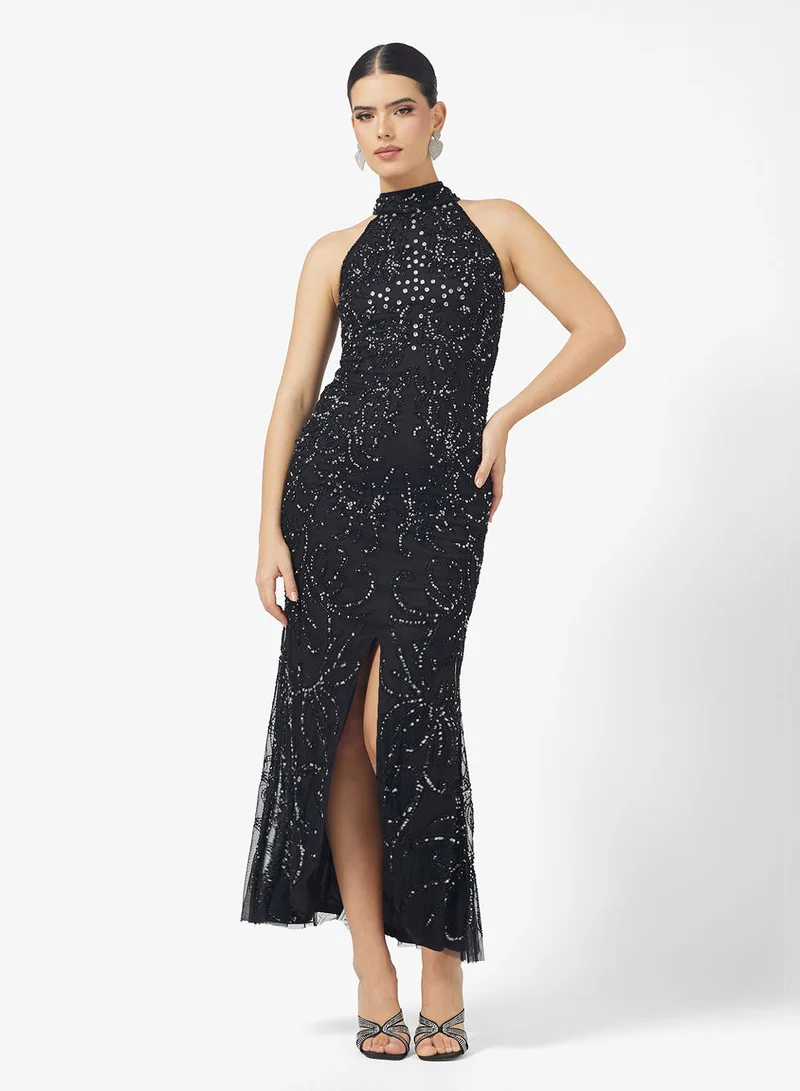 اميليا روز Sequin Front Slit Maxi Dress