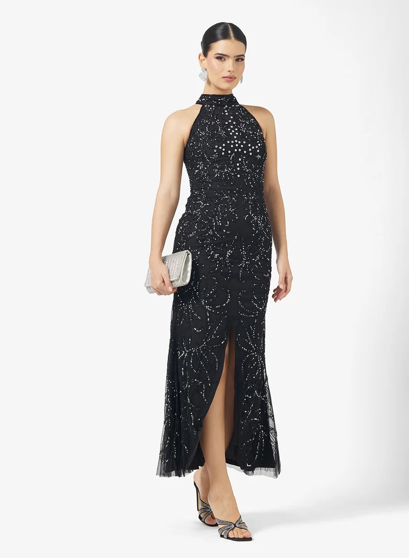 اميليا روز Sequin Front Slit Maxi Dress