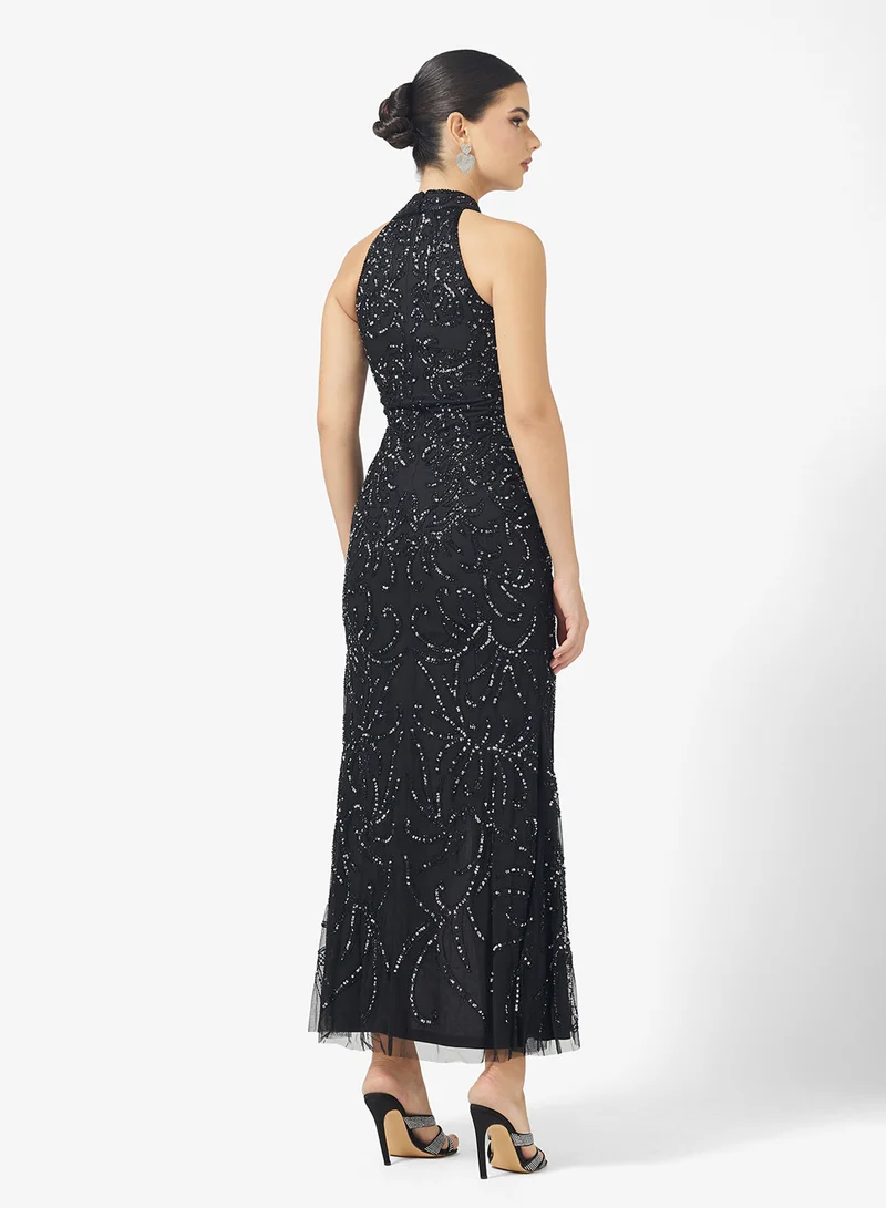 اميليا روز Sequin Front Slit Maxi Dress