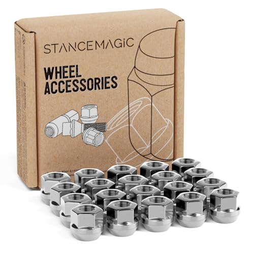 StanceMagic 20pcs Chrome Open End Lug Nuts - 7/16" x20 Threads - 0.81" Length - Cone Conical Taper Acorn Seat - 19mm 3/4" Hex - Compatible with Buick Chevy Chevrolet Pontiac Oldsmobile Cutlass Supreme - Image 1