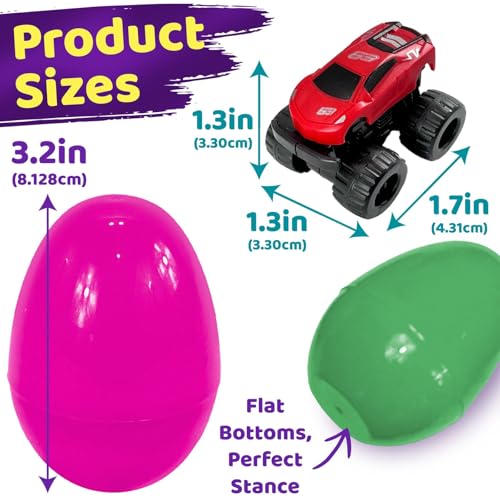 Stargo 8 Pack 32 Colorful Prefilled Easter Eggs bulk with Racing Mini Car Vehicles Pull Back Cars Plastic Easter Eggs Large for Easter Basket stuffers Easter Gifts Party Favors Boy Goodie Bags - Image 5