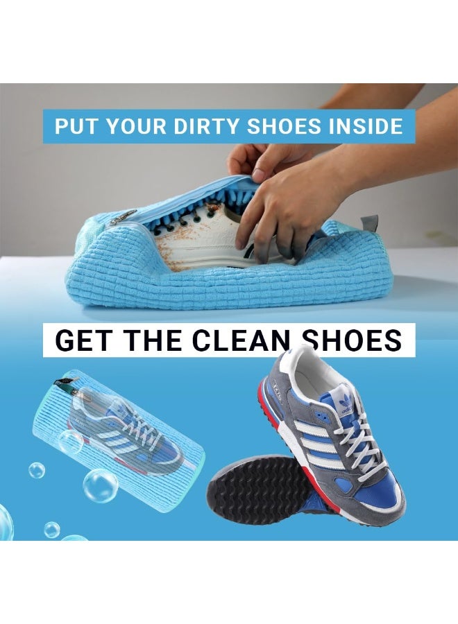 HOMESTAR Shoe Washing Machine Bags - Reusable Sneaker Laundry Shoe Bag with 360° Deep Clean Mesh - Self Locking Zipper, Noise Reduction Washing Bag Fits All Shoes Sizes and Types - Blue - Image 4