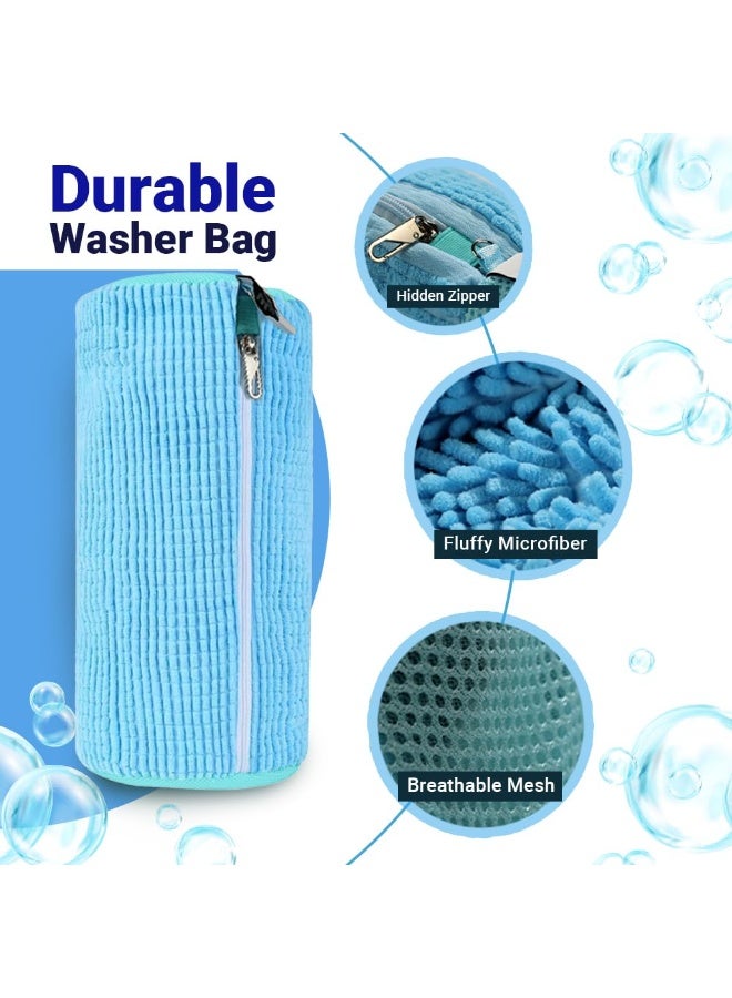 HOMESTAR Shoe Washing Machine Bags - Reusable Sneaker Laundry Shoe Bag with 360° Deep Clean Mesh - Self Locking Zipper, Noise Reduction Washing Bag Fits All Shoes Sizes and Types - Blue - Image 5