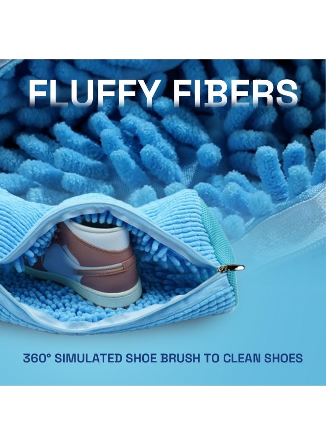 HOMESTAR Shoe Washing Machine Bags - Reusable Sneaker Laundry Shoe Bag with 360° Deep Clean Mesh - Self Locking Zipper, Noise Reduction Washing Bag Fits All Shoes Sizes and Types - Blue - Image 2