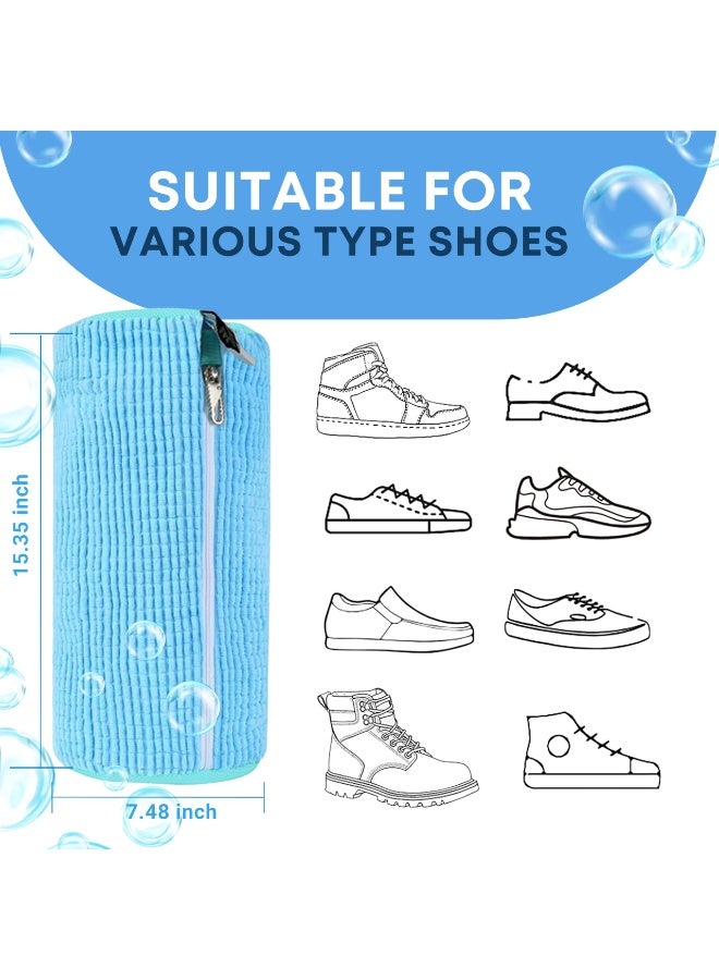 HOMESTAR Shoe Washing Machine Bags - Reusable Sneaker Laundry Shoe Bag with 360° Deep Clean Mesh - Self Locking Zipper, Noise Reduction Washing Bag Fits All Shoes Sizes and Types - Blue - Image 3
