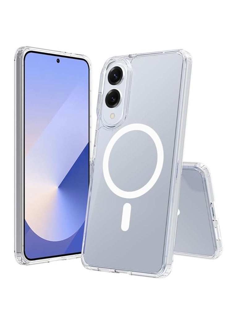 ACLIX Magnetic for Galaxy S25 Edge Case Clear: Wireless Charging Anti-Yellowing Shockproof Slim Magnetic Phone Sleeve Cover for Samsung Galaxy S25 edge, Transparent, (Clear)