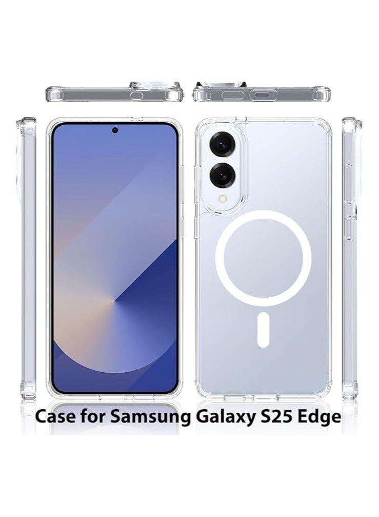 أكاليكس جراب مغناطيسي شفاف لهاتف Galaxy S25 Edge: جراب هاتف نحيف مغناطيسي مضاد للصدمات ومضاد للاصفرار وشحن لاسلكي لهاتف Samsung Galaxy S25 edge، شفاف (شفاف) - Image 3
