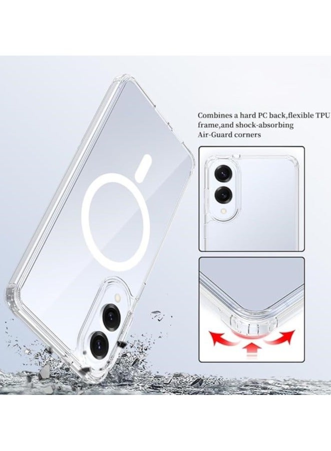 أكاليكس جراب مغناطيسي شفاف لهاتف Galaxy S25 Edge: جراب هاتف نحيف مغناطيسي مضاد للصدمات ومضاد للاصفرار وشحن لاسلكي لهاتف Samsung Galaxy S25 edge، شفاف (شفاف) - Image 5