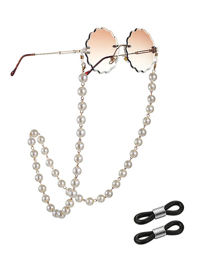 NIBEMINENT Pearl Beaded Eyeglass Chain With 2-Piece Silicone Anti-Slip Ring - Image 1