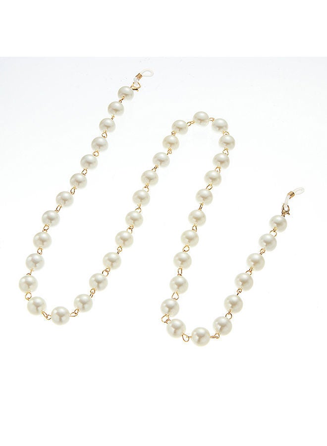 NIBEMINENT Pearl Beaded Eyeglass Chain With 2-Piece Silicone Anti-Slip Ring - Image 2