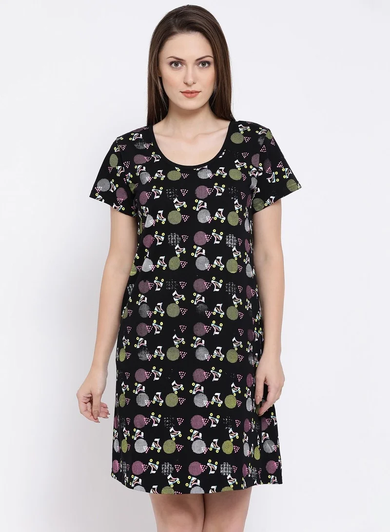 كلوفيا Clovia Printed Short Night Dress - Cotton